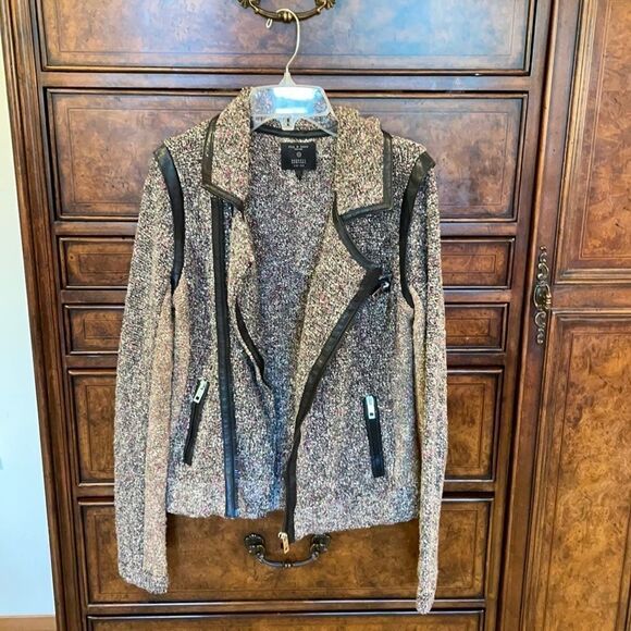 Rag and Bone Lory Knot Leather Trim Leather Jacket - Picture 1 of 13